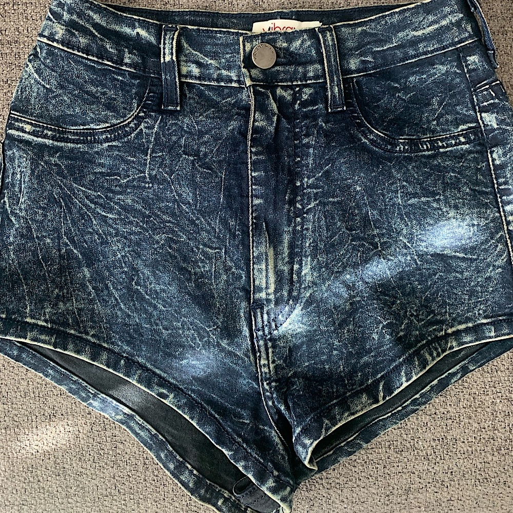 High waisted blue shorts